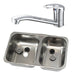 Double Stainless Steel Sink 63x37 + Monobloc Faucet Countertop Set 3