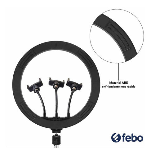 FEBO LED Ring Light 36cm + 3 Mobile Phone Holders 40 Watt 4