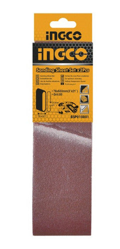 Ingco Lija Set - 2 Sanding Belts for PBS12001 Sander 100x610mm 0