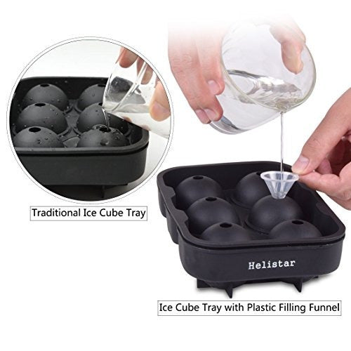 Helistar Ice Ball Maker Mold Ice Cube Trays - Set of 2 (Black + Black) 1