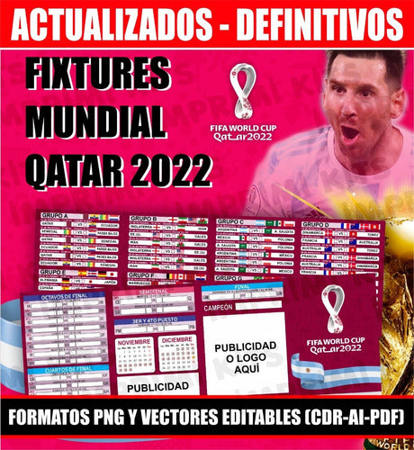 Imprimi Kits Fixture Mundial Editable Qatar 2022 Vectores Modelo Bolsillo 1