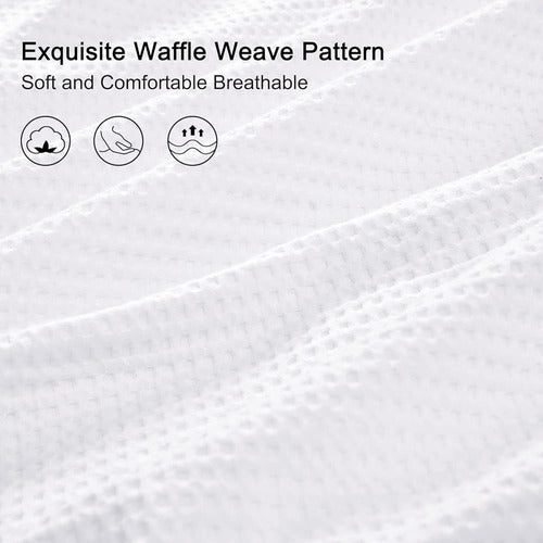 PHF Cotton Waffle Duvet Cover Queen Size, Ultra Soft Cotton 3