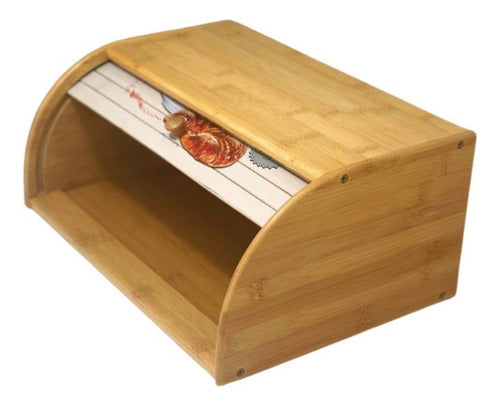 Arifernic Large Bamboo Bread Box with Lid - Coffee Design 2