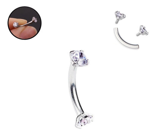 Modlover Barbell Curvo Con Zirconia Engarzada Ideal Ceja Daith Rook 5