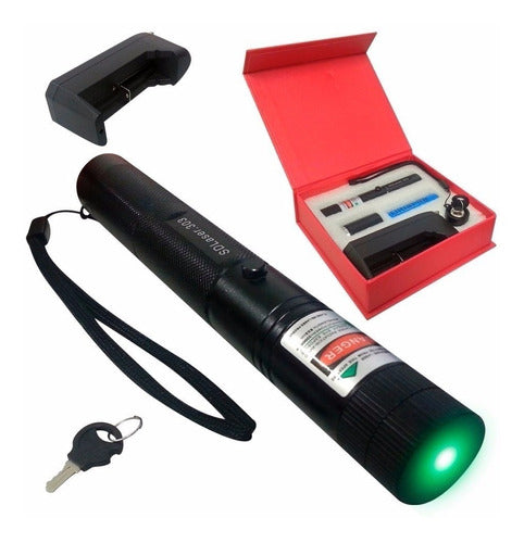 Super Caneta Laser Pointer 35000mw Verde +kit Completo 20km 0