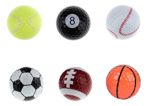 MarketBoss 6 Pcs Golf Balls (Basketball, Football, Volleyball, Tennis, Baseball, 8-Ball) 3