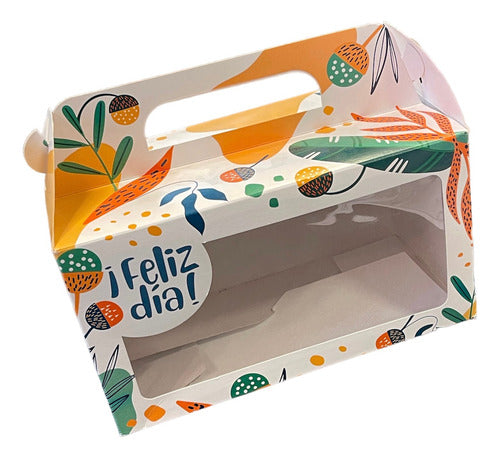 Happy Day Boxes with Handle and Window 25 x 13 x 14cm Set of 10 0