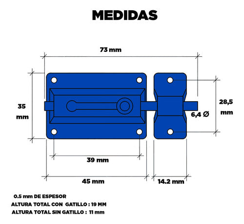 Pasador Con Traba  45 Mm Zincado  X 4 Unidades 1