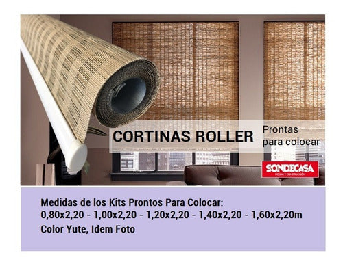 Sondecasa Cortinas Roller Tipo Bambu 1,00x2,20m Prontas Para Colocar 1