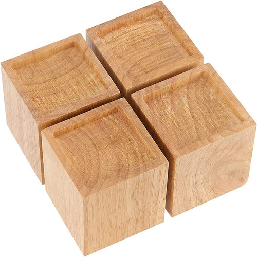 Zeonhak 4 Pack 3 Inch Wooden Bed Risers 0