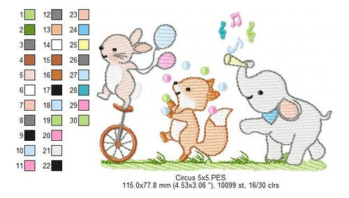 Elma Matrices Embroidery Machine Animal Design Set - Elephant Fox Rabbit 31 1