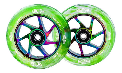 Fomo Team Pro Stunt Scooter Wheels 2 Units Watercolor Green 0