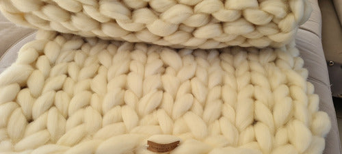Handmade Nordic Style XXL Bed Runner Blanket in Natural Wool 1.80x0.60 13