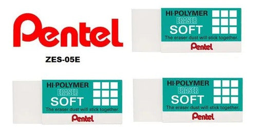 Kit Com 3 Borrachas Pentel Hi-polymer Soft - Zes-05e 0