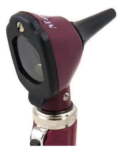 Mini Otoscópio Luz De Led C/ Espéculos Mikatos Cor Vinho 1