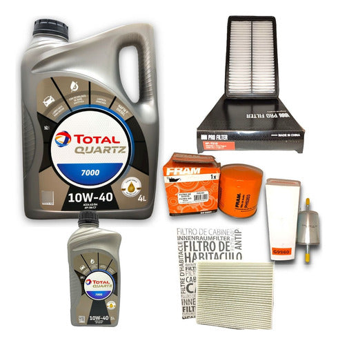 Kit 5l Aceite Total 10w40 Y 4 Filtros Chery Tiggo 5 2.0 17 - 0