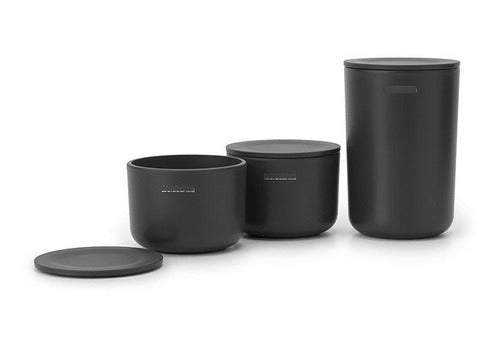 Set X 3 Recipientes De Tocador Apilables Dark Grey Brabantia 1