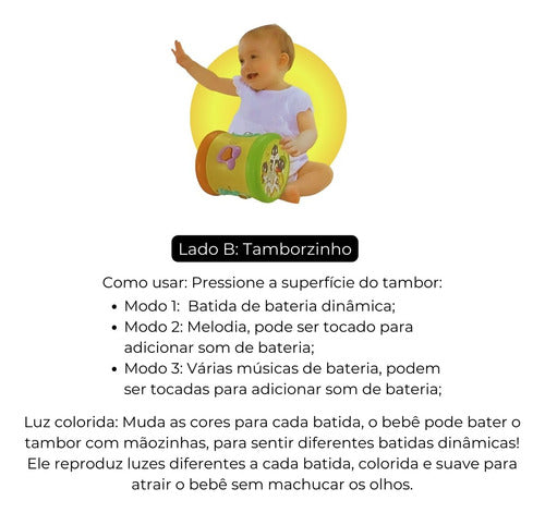 Brinquedo Tamborzinho Looney Tunes Baby - Som E Luz 6