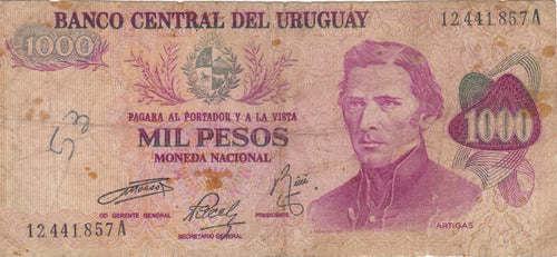 Billete Uruguayo Pesos Mil Serie A 0