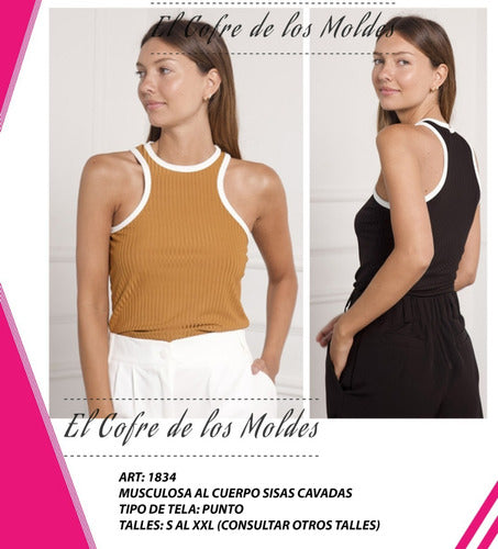 El Cofre de los Moldes: Digital Pattern for Front-Cut Sleeveless Top, Sizes S to XXL 0