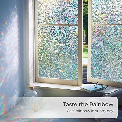 Beautyhero Rainbow Window Film Stained Glass Window Privacy Static Cling For Glass Windows Decorative Sun Blocking Window Covering Film 60x200cm 1