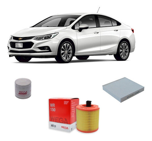 Kit De Filtros Chevrolet Cruze 1.4 T Wega Lubri Franco 0