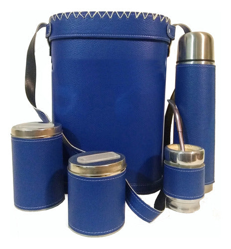 Regaleria Wendy Complete Blue Matero Set - 1 Liter Stainless Steel Thermos 0