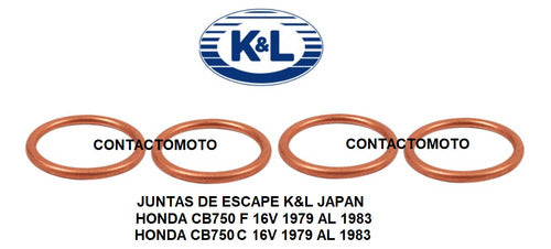 K&L Japan Honda CB750 F 16V Exhaust Gasket Set x 4 1