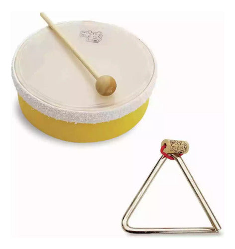 Minimento Kit Instrumentos Musicales Percusion Tambor Eco Y Triangulo 1