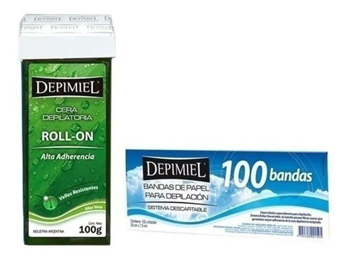 Depimiel Depilatory Kit 1 Roll-On Wax + 100 Paper Strips 1