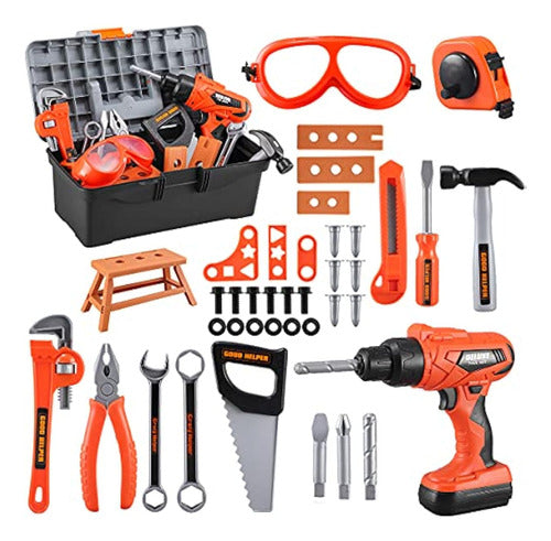 Zealous Kids Tool Set - 45 Piece Tool Kit with Toy Drill 0