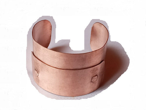 Tjoyart Copper Bracelet with Hammered Plate - 3 cm Wide 0