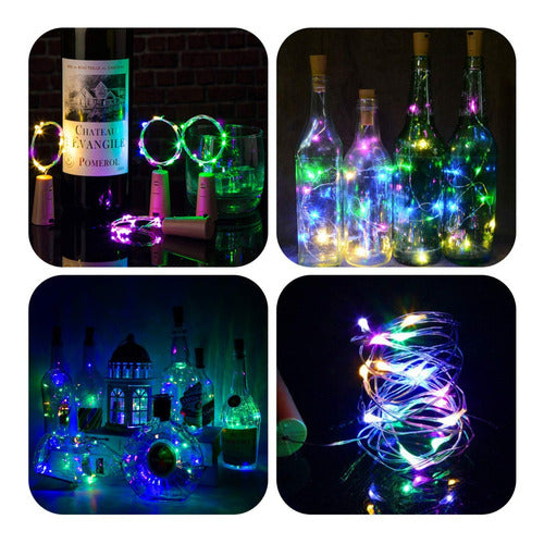 Promox10! Corchos Multicolor Led Botella C/ Pilas Alambre 2m 3