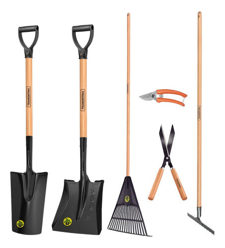 Tramontina Gardening Tool Combo Kit: Shovel, Hedge Trimmer, Pruning Shears, Rake & Leaf Sweeper 0