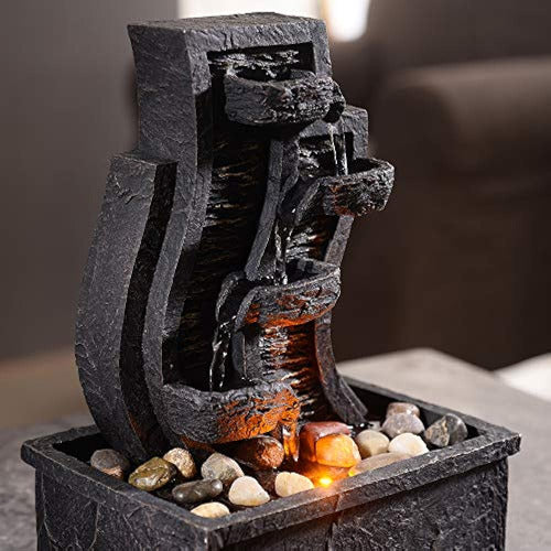 Peaktop Zen Indoor Tabletop Waterfall Fountain with LED Light 2