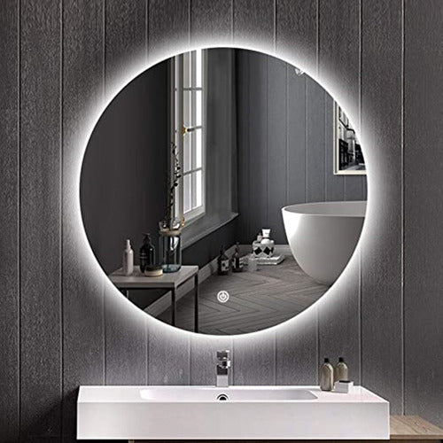 Glass Park LED Circular Mirror 60 Cm Touch On 1