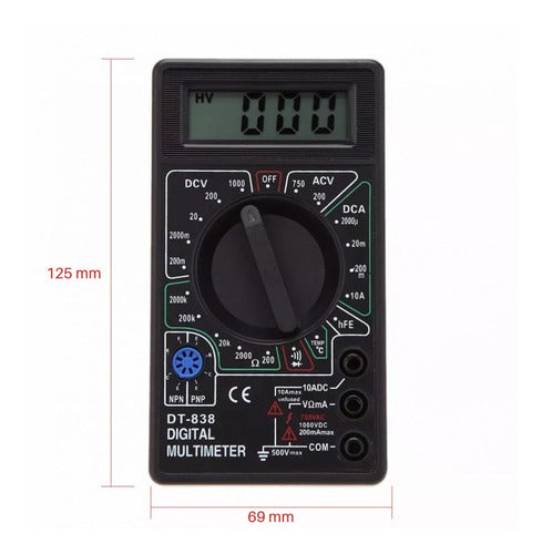 Megalite Tester Digital Medidor Multimetro Con Buzzer Termocupla 2