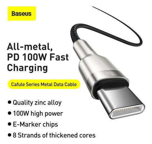 Baseus 2m USB C/USB C Fast Charging 100W Cable 1