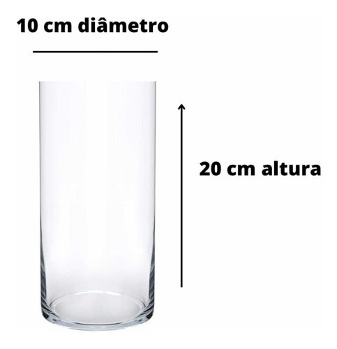 Vaso Cilíndrico Tubo De Vidro 10x20 Transparente Decoração 1