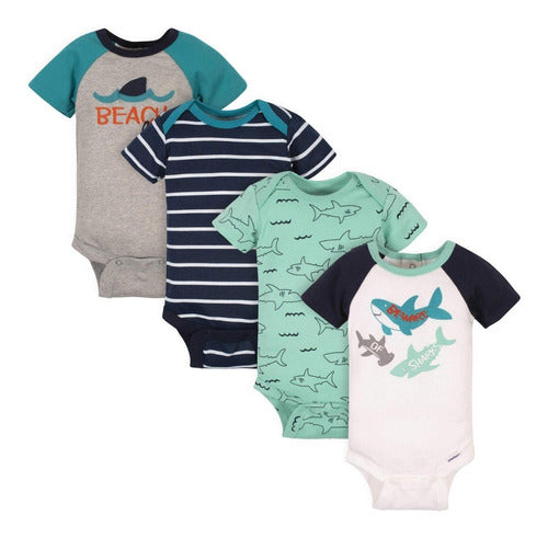 Gerber Pack of 4 Short Sleeve Shark Bodies for Babies 1