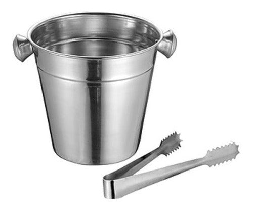 Combo Stainless Steel Ice Bucket 12cm for Table + Tongs 0