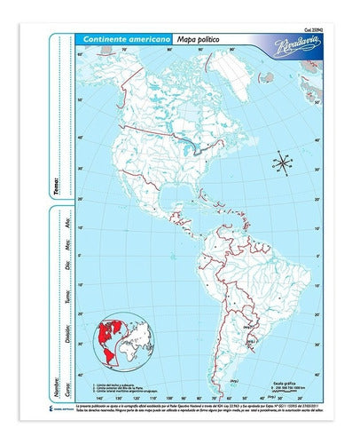 ALFA Political Map of the American Continent Number 3 Block of 40 Units 0