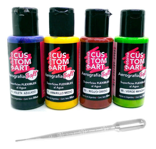 Eterna Custom Art Soft Airbrush Acrylics Set X4 with Dropper 0