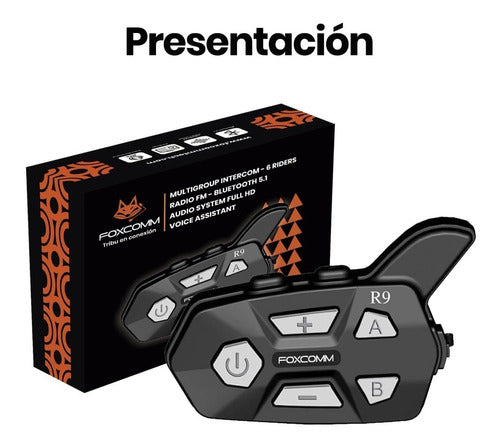 FoxComm Intercomunicador Bluetooth P/moto Fox R9 (multigrupo) 6 Pers 7