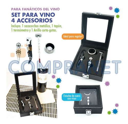 Compranet Wine Set with 4 Accessories - Leather Case with Viewport 11390 1