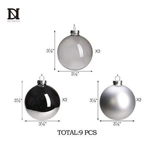 Bolas De Navidad Dn Deconation Modernas Plateadas/negras X9 1