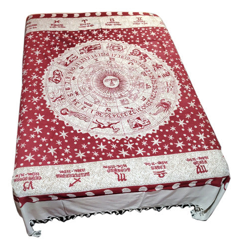 Indian Two-Plaza Bedspread Blanket, Elephants, Mandala 11