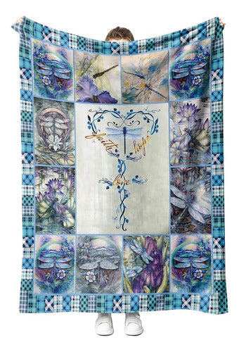 YunTu Dragonfly Fleece Blanket - Super Soft Faith Blanket 0