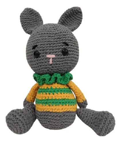 Love Amigurumi Gray Rabbit Crochet Attachment Doll 0