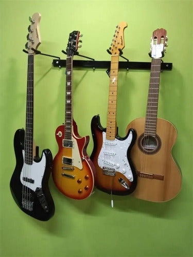 Soporte Pared Para 4 Guitarra Electrica Criolla Bajo Barral 1